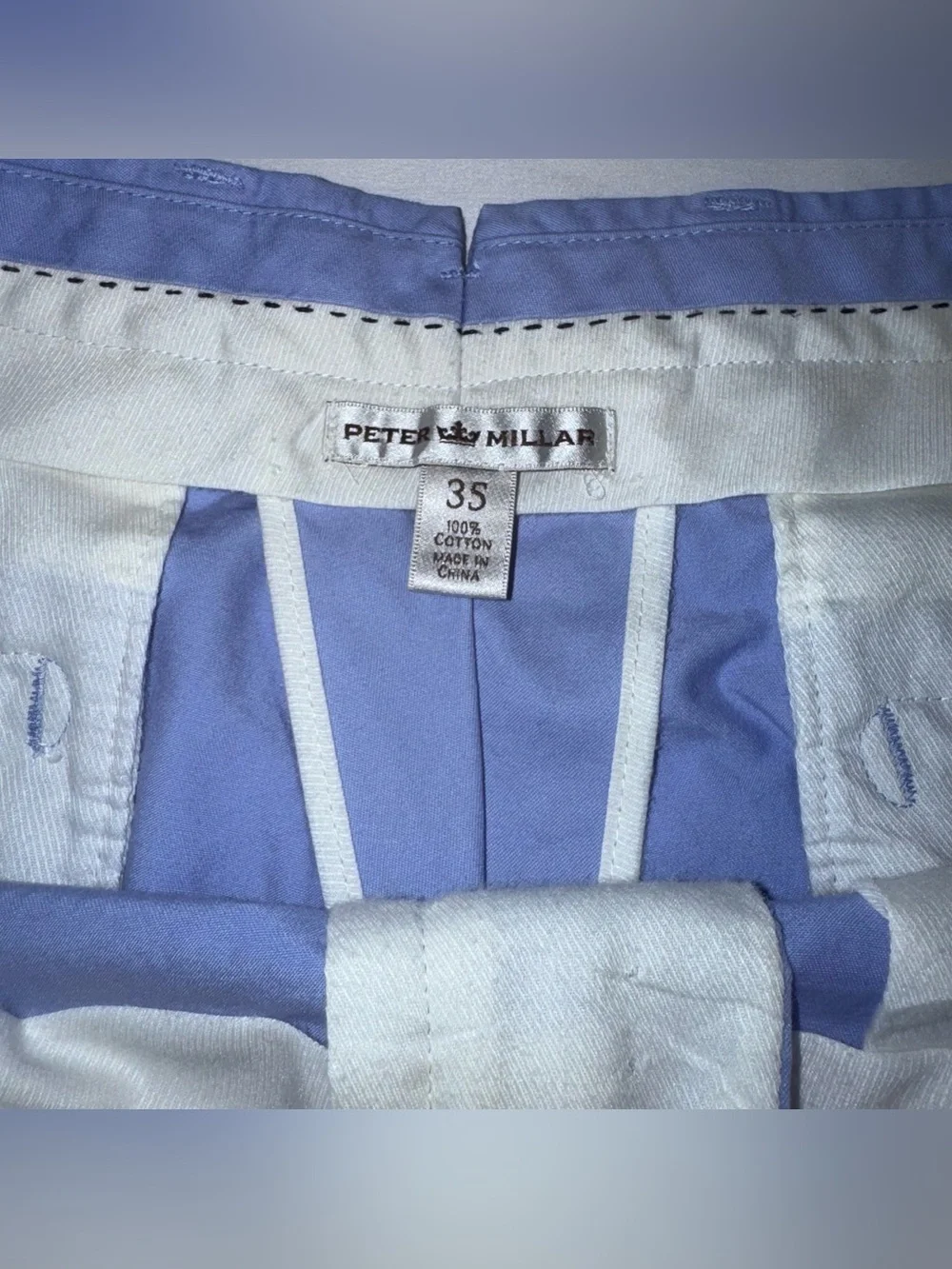 Peter Millar Salem Performance Shorts Men’s Size 35 Periwinkle Blue 100% Cotton